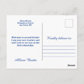 Blauw welkom Terug naar Briefkaart school (Achterkant)