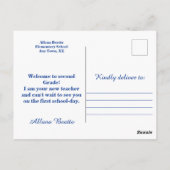 Blauw welkom Terug naar Briefkaart school (Achterkant)