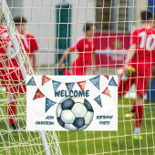 Blauw Welkom Voetbal Verjaardagsfeest Spandoek
