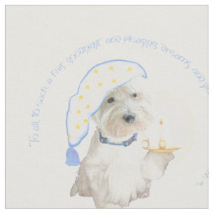 Blauw Welterusten Westie met Kaars Stof