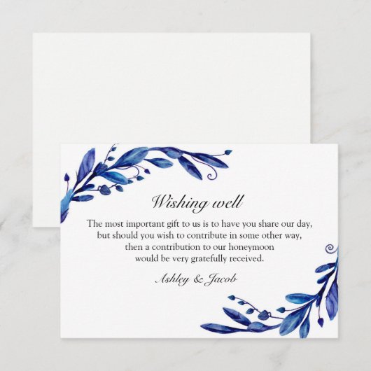 Blauw wenste het goed. Winter bruiloft. Kaart invo (Voorkant / Achterkant)