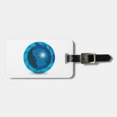 Blauw Wereldbol Bagagelabel (Voorkant horizontaal)