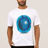 Blauw Wereldbol Mannen Actief T-shirt (Voorkant)