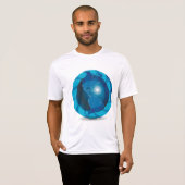 Blauw Wereldbol Mannen Actief T-shirt (Voorkant volledig)