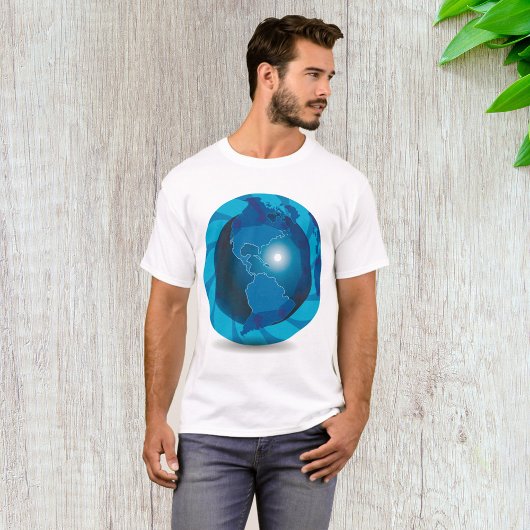 Blauw Wereldbol Mannen T-shirt