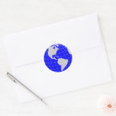 Blauw Wereldbol Ronde Sticker (Envelop)