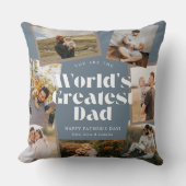 Blauw Werelds Beste Papa 7 Foto Collage Kussen (Voorkant)