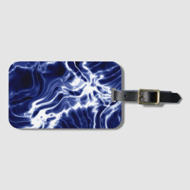 Blauw wervelend patroon bagagelabel