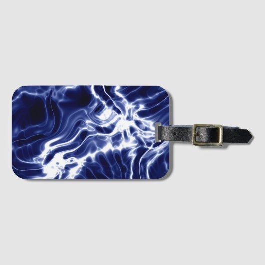 Blauw wervelend patroon bagagelabel (Voorkant (horizontaal))