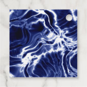 Blauw wervelend patroon bedankjes labels (Achterkant)