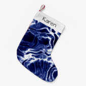 Blauw wervelend patroon kleine kerstsok (Voorkant (Hangend))