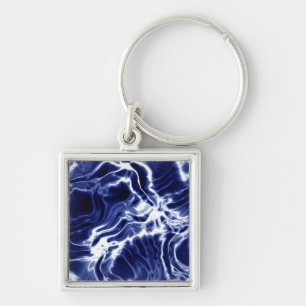 Blauw wervelend patroon sleutelhanger