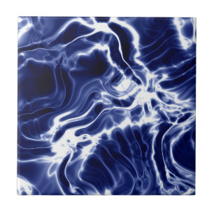 Blauw wervelend patroon  tegeltje