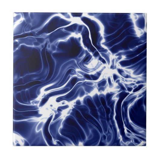 Blauw wervelend patroon tegeltje (Voorkant)