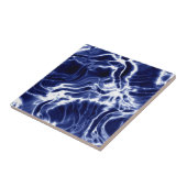 Blauw wervelend patroon tegeltje (Zijkant)