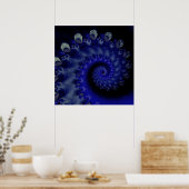 Blauw wervelfractal Poster (Keuken)