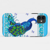 Blauw wervelrand en ontwerp van pacock Case-Mate iPhone case (Achterkant (horizontaal))