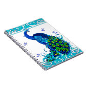 Blauw wervelrand en ontwerp van pacock notitieboek (Rechterzijde)