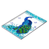Blauw wervelrand en ontwerp van pacock notitieboek (Linkerzijde)