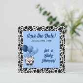 Blauw Western Baby shower Save The Date (Staand voorkant)
