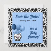 Blauw Western Baby shower Save The Date (Voorkant)