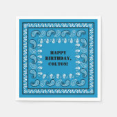 Blauw Western Bandana Print Verjaardagsfeest Servet (Voorkant)