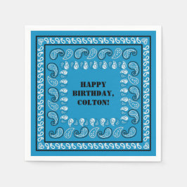 Blauw Western Bandana Print Verjaardagsfeest Servet