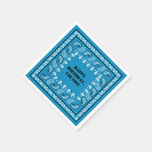 Blauw Western Bandana Print Verjaardagsfeest Servet (Hoek)