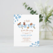 Blauw Western Cowboy Boy Baby shower Uitnodiging (Staand voorkant)