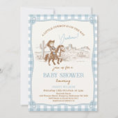  Blauw Western Kleine Cowboy Baby shower Kaart (Voorkant)
