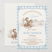  Blauw Western Kleine Cowboy Baby shower Kaart (Voorkant / Achterkant)