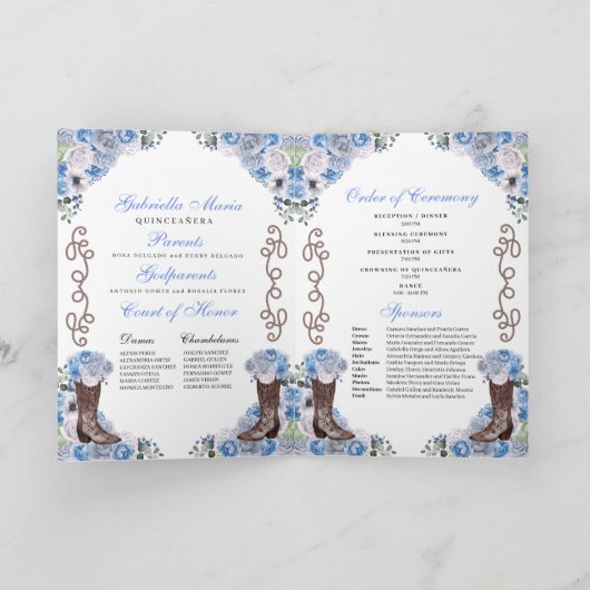 Blauw Westers Charro Quinceañera Programma (Binnen)