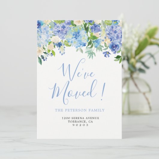 Blauw We've Moved | Verhuisberichtkaarten Aankondiging (Staand voorkant)