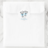 Blauw Whimsical Bruisende Bruidsfeest Ronde Sticker (Tas)