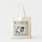 Blauw Whimsical Gnome Blauwebessen Boerenmarkt Tote Bag (Voorkant)