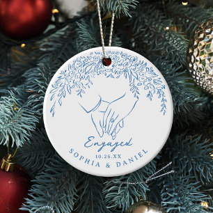 Blauw Whimsical Hands Onze Eerste Kerst Verliefd Keramisch Ornament