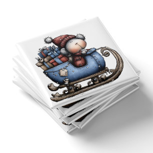 Blauw Whimsical IJsbeer Slede Kerstmagneet Magneet