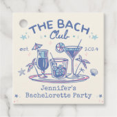 Blauw Whimsical Strand Cocktail Bachelorette Feest Bedankjes Labels (Voorkant)