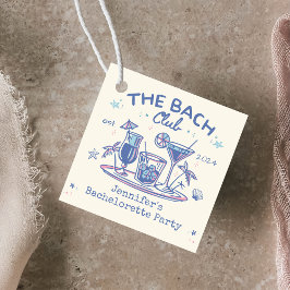 Blauw Whimsical Strand Cocktail Bachelorette Feest Bedankjes Labels