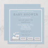 Blauw | White Choo Train Boy Baby shower Kaart (Voorkant / Achterkant)