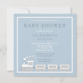 Blauw | White Choo Train Boy Baby shower Kaart (Voorkant)