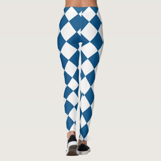 Blauw | White Classic Diamond Harlequins Pattern Leggings (Achterkant)