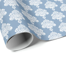  blauw | White Damask Wrapping Paper