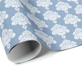  blauw | White Damask Wrapping Paper Cadeaupapier