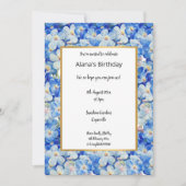 BLAUW WHITE Floral Elegant verjaardagsuitnodiging Kaart (Voorkant)