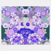 BLAUW WHITE FLOWERS Peony, Rozen Japanse Floral Fleece Deken (Voorkant (Horizontaal))