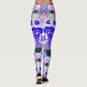 BLAUW WHITE FLOWERS Peony, Rozen Japanse Floral Leggings (Achterkant)