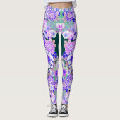 BLAUW WHITE FLOWERS Peony, Rozen Japanse Floral Leggings (Voorkant)