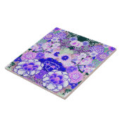 BLAUW WHITE FLOWERS Peony, Rozen Japanse Floral Tegeltje (Zijkant)