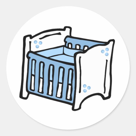 blauw wieg ronde sticker (Voorkant)